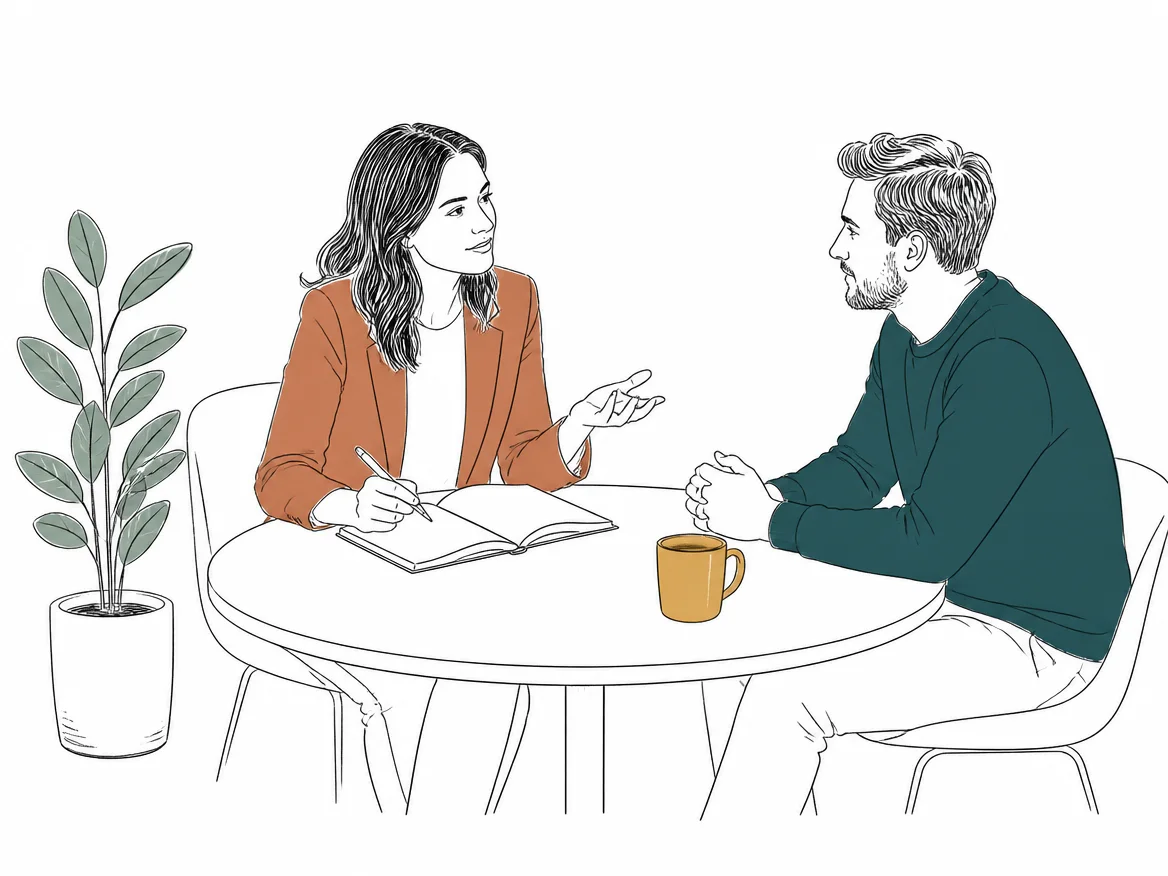 Illustration: An agency lead in a first discovery conversation with a prospective client.