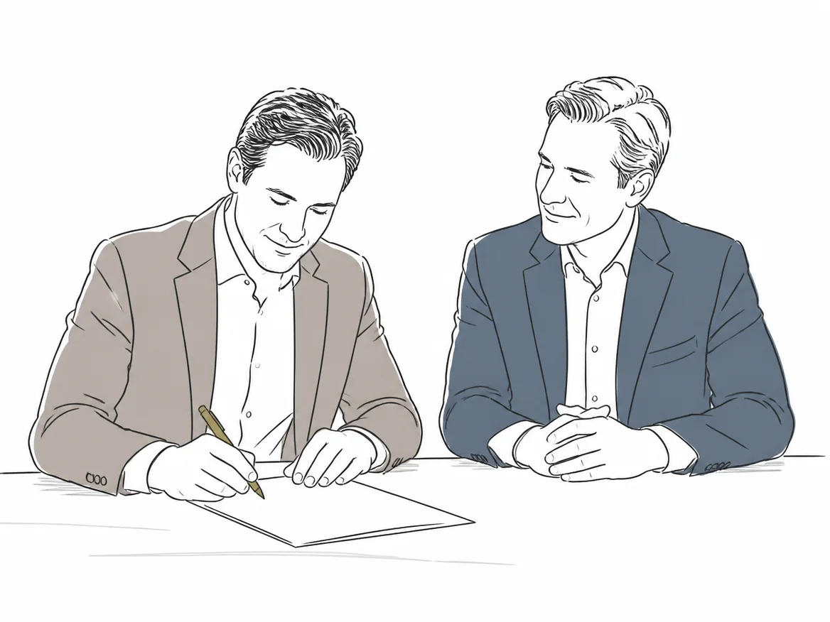 Illustration: A client and a firm partner confirming an engagement.