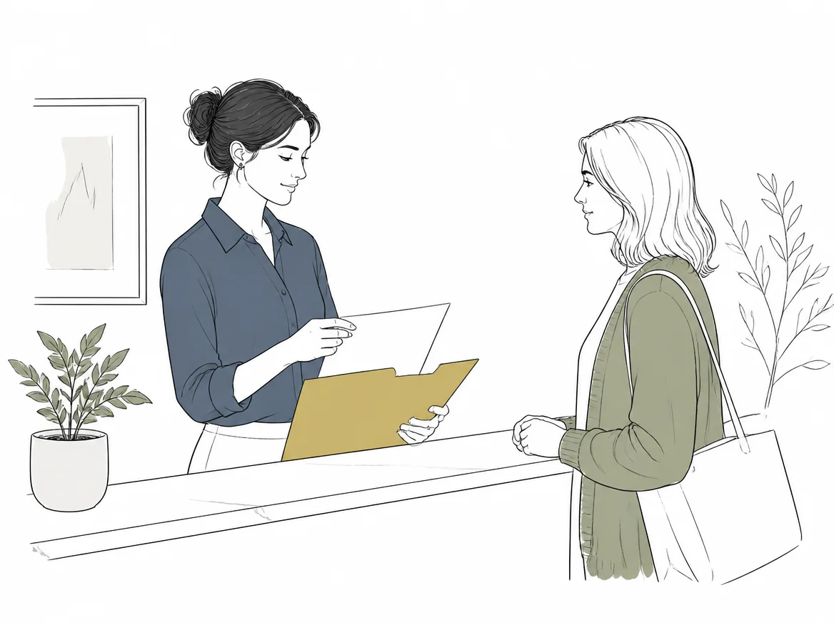Illustration: A firm team member collecting a new client's documents.